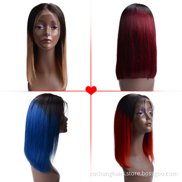 Borong ombre rambut brazil rambut swiss rambut palsu rambut palsu pendek rambut rambut rambut palsu 1b/27 biru merah merah 99j renda rambut palsu